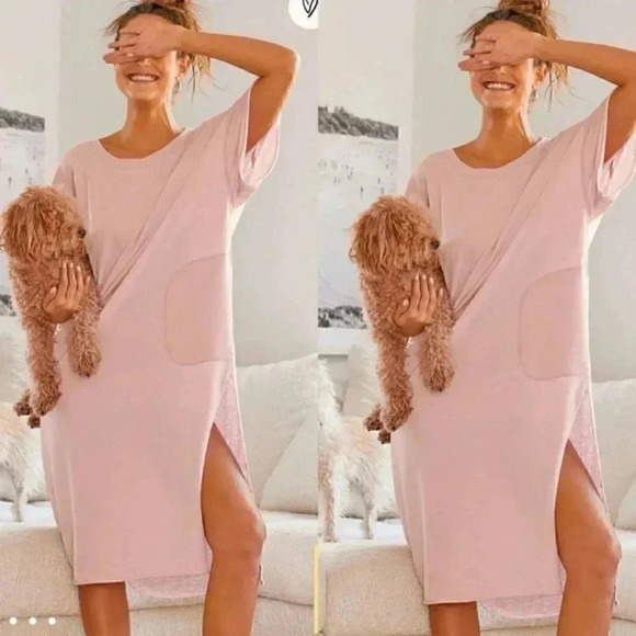 FP Cozy Girl Pink Oversized T-Shirt Dress - Picture 3 of 4